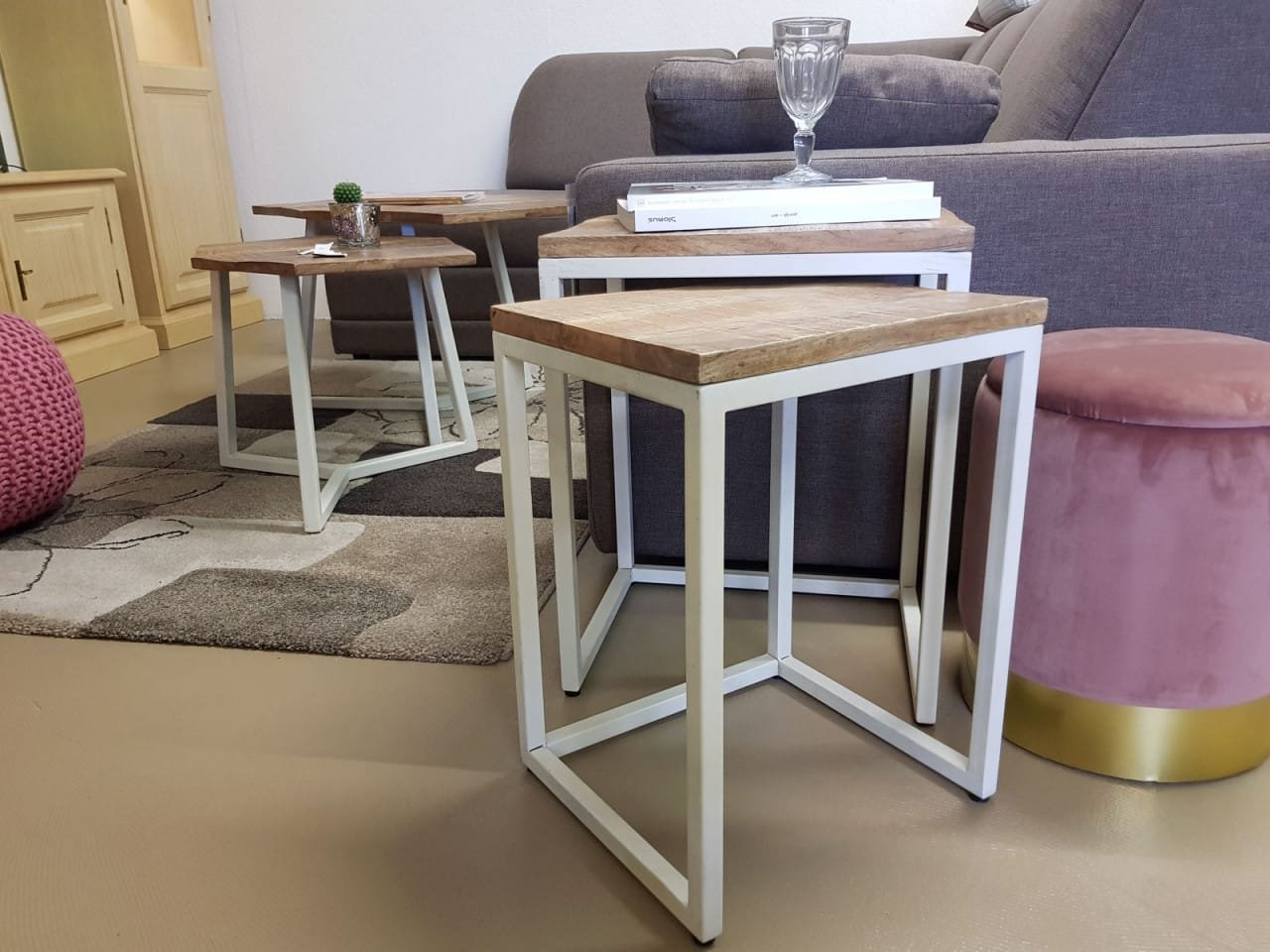 2 st. Sidobord vardagsrum bord soffbord metall ram - Vit 4 2 st. Sidobord vardagsrum bord soffbord metall ram - Vit - Bild 4