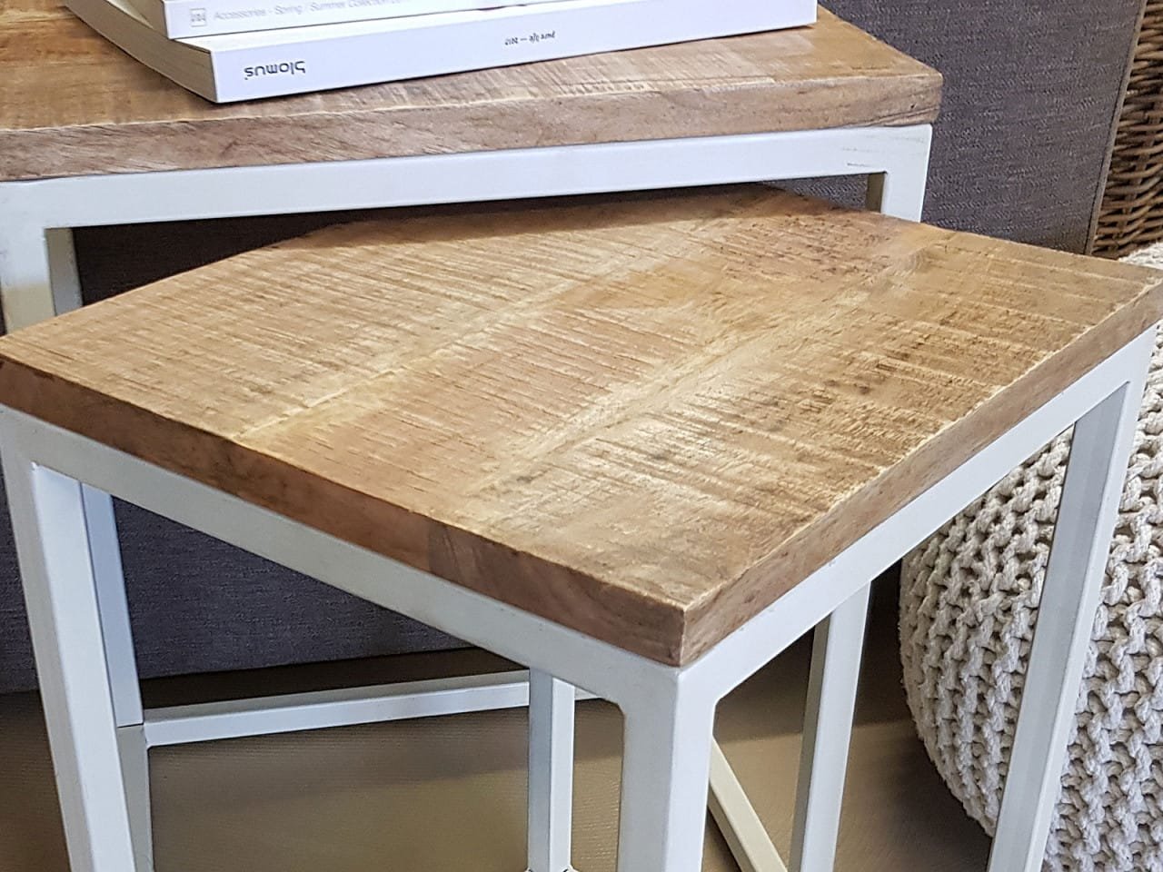 2 st. Sidobord vardagsrum bord soffbord metall ram - Vit 3 2 st. Sidobord vardagsrum bord soffbord metall ram - Vit - Bild 3