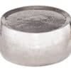 Runt soffbordsset i silverfärgad aluminium med hammered finish.