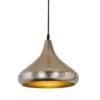 Hängande metall lampa i guld med modern design.