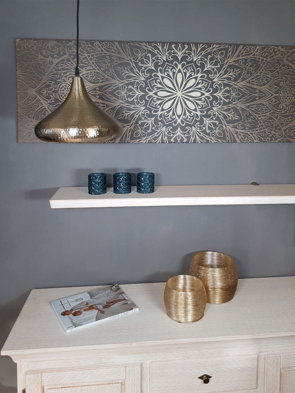 Hängande lampa metall hängande ljus guld vintage 4 Hängande lampa metall hängande ljus guld vintage - Bild 4