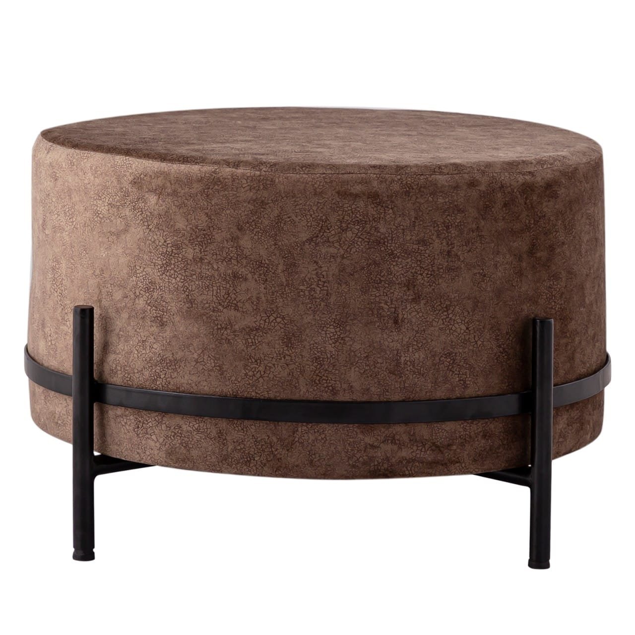 Sittstol Ø 55 H 37 cm Pouf Seat med Iron Frame Svart Matt 2 Sittstol Ø 55 H 37 cm Pouf Seat med Iron Frame Svart Matt - Bild 2