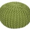 Grön stickad sittpall pouf för hemmet, hållbar och stilren design.