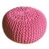 Rosa stickad sittkudde för golv och sittplatser.