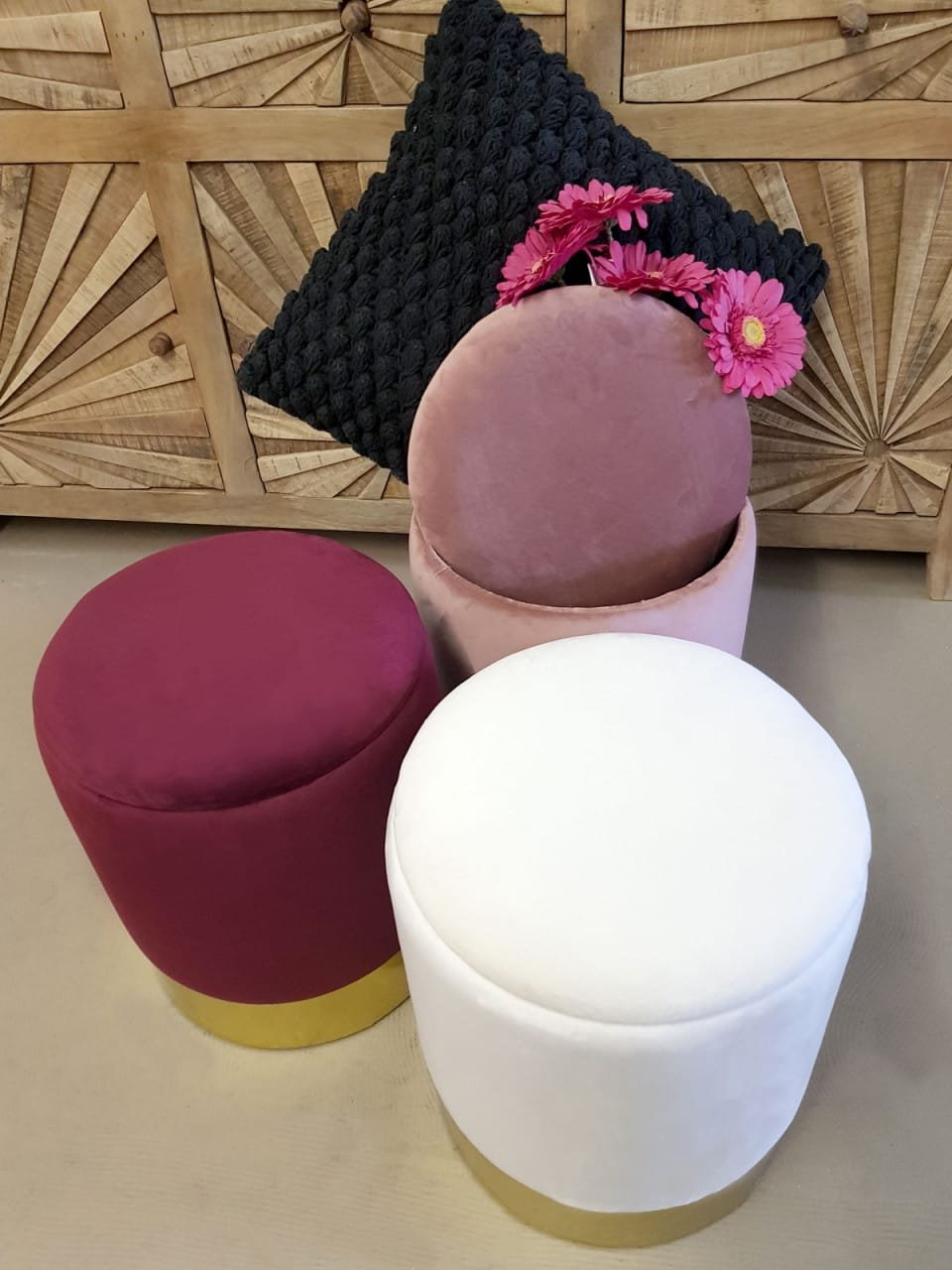 Sammetspall Decoration Stool med lagringsutrymme 5 Sammetspall Decoration Stool med lagringsutrymme - Bild 5