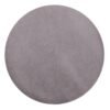 Rund sammetspall i grått med pouf för modern inredning.