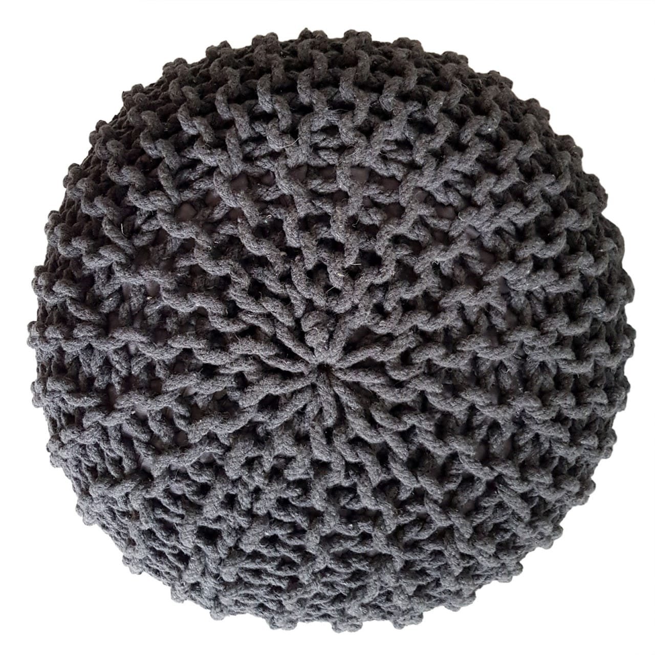Stickpall pouf Ø 45 cm sittplats puffstol stickgolv kudde - grå 2 Stickpall pouf Ø 45 cm sittplats puffstol stickgolv kudde - grå - Bild 2