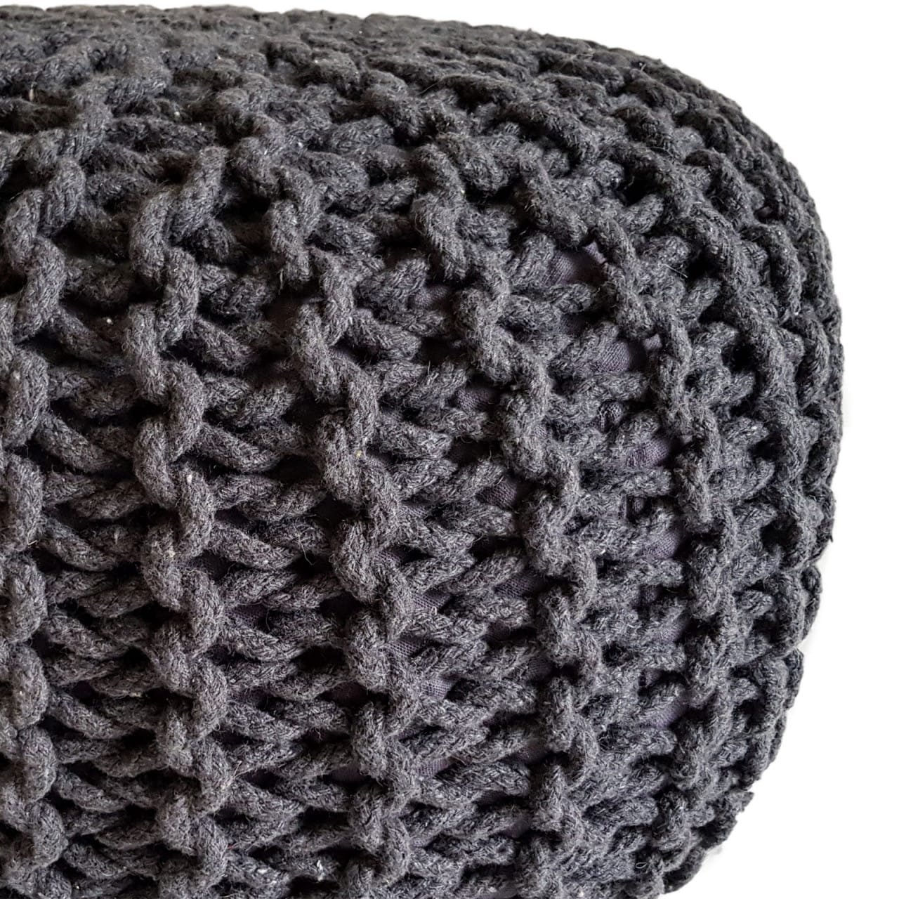 Stickpall pouf Ø 45 cm sittplats puffstol stickgolv kudde - grå 3 Stickpall pouf Ø 45 cm sittplats puffstol stickgolv kudde - grå - Bild 3