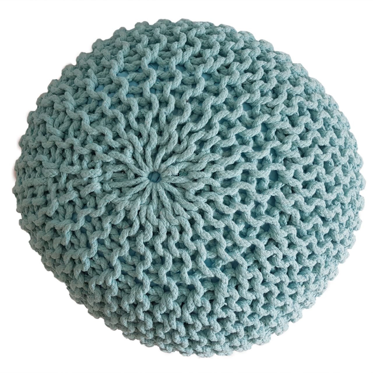 Stickad pall pouf Ø 45 cm sittplats puffstol grovt 2 Stickad pall pouf Ø 45 cm sittplats puffstol grovt - Bild 2