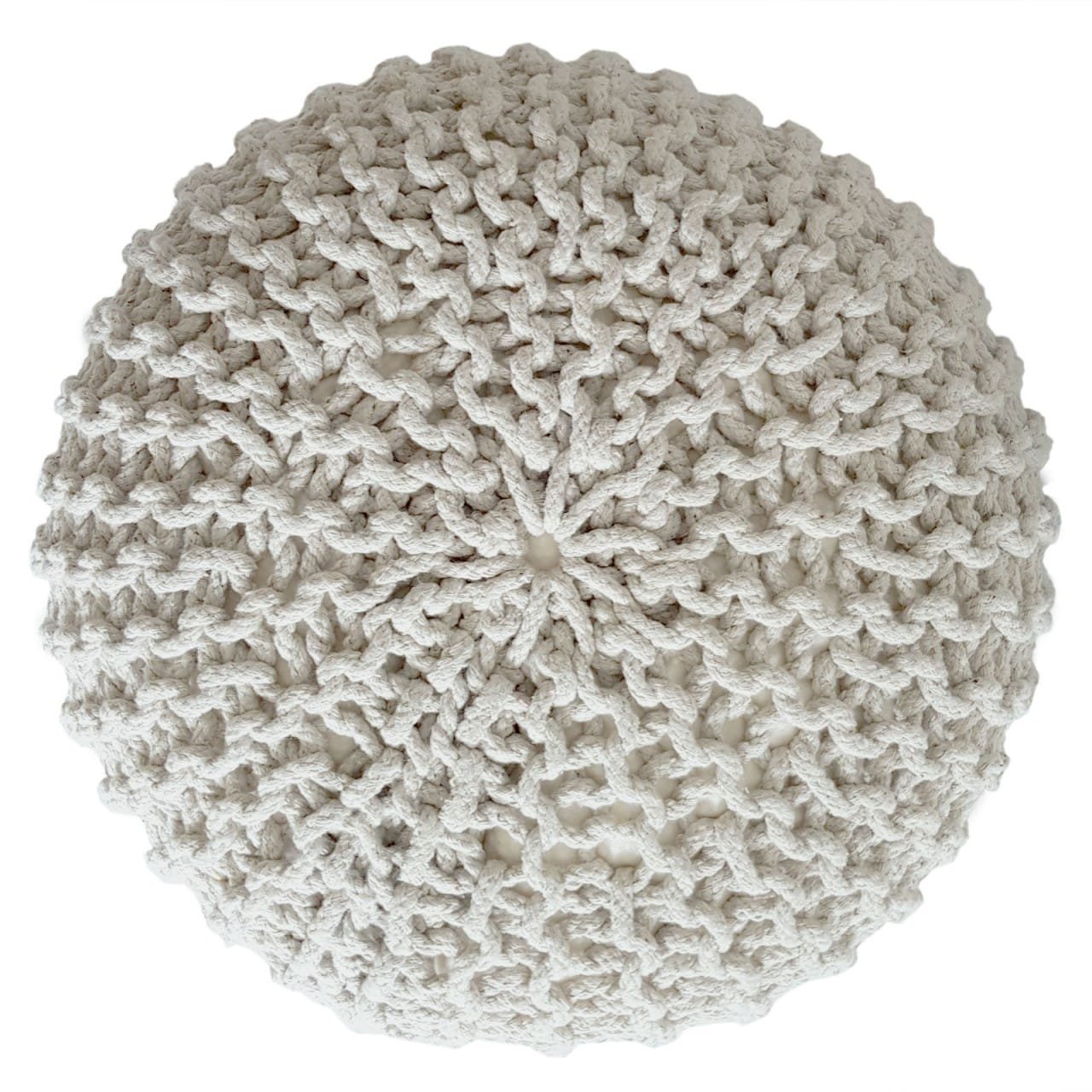 Stickad pall pouf Ø 45 cm sittplats grovt-stickad kudde höjd 30 cm 3 Stickad pall pouf Ø 45 cm sittplats grovt-stickad kudde höjd 30 cm - Bild 3