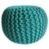 Turkos stickpall pouf för hemmet eller kontoret.
