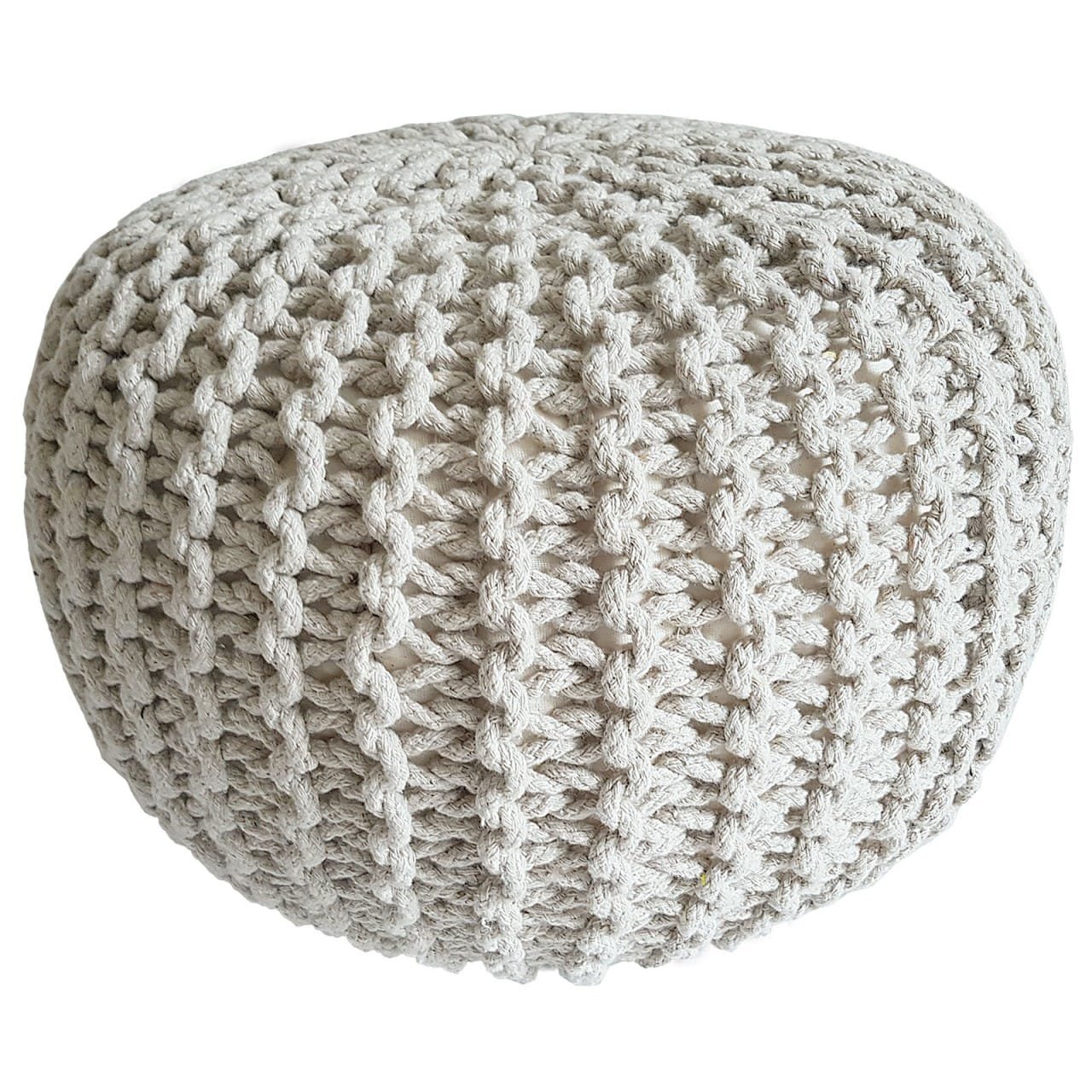 Stickad pall pouf Ø 45 cm sittplats grovt-stickad kudde höjd 30 cm 2 Stickad pall pouf Ø 45 cm sittplats grovt-stickad kudde höjd 30 cm - Bild 2