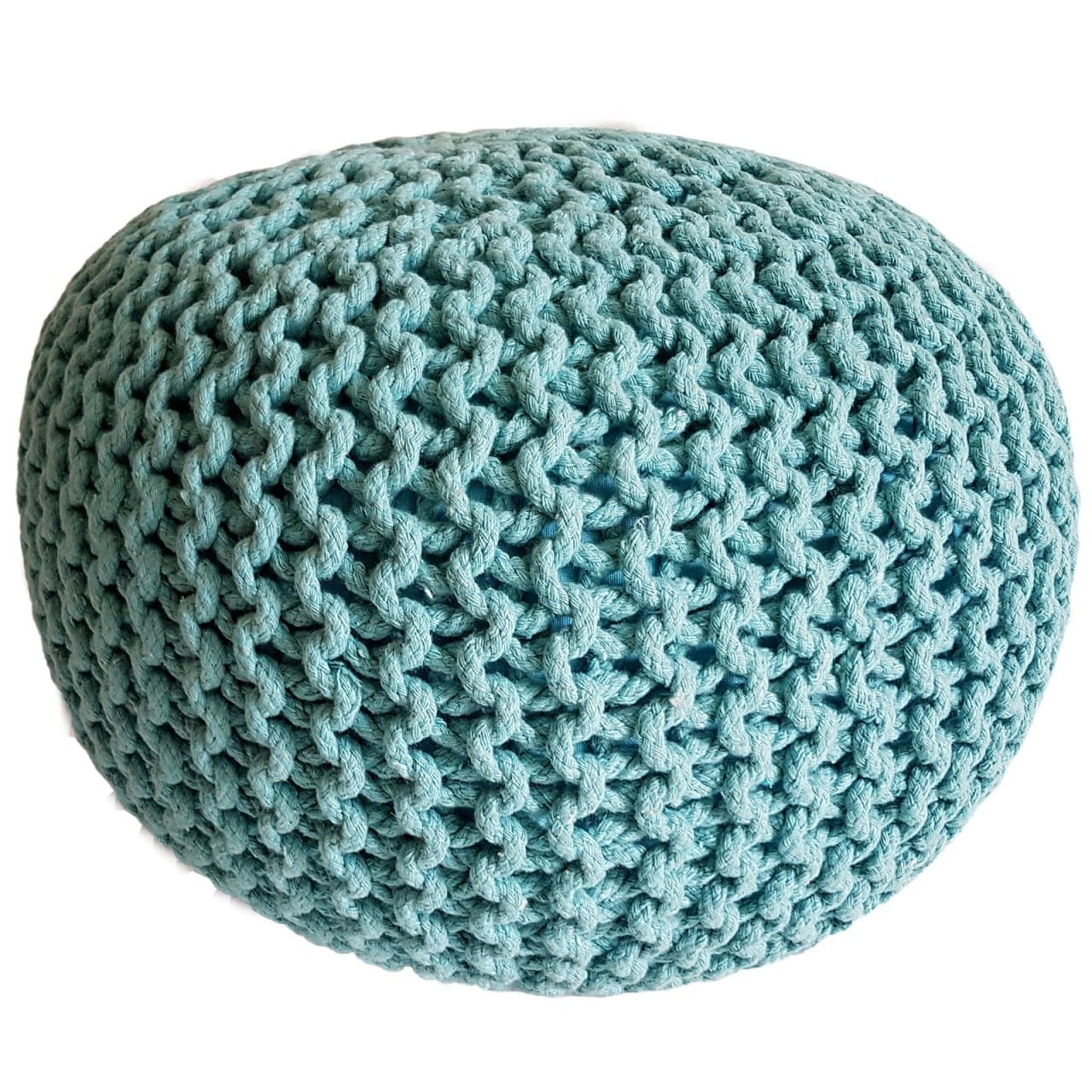 Stickad pall pouf Ø 45 cm sittplats puffstol grovt 1 Stickad pall Puff