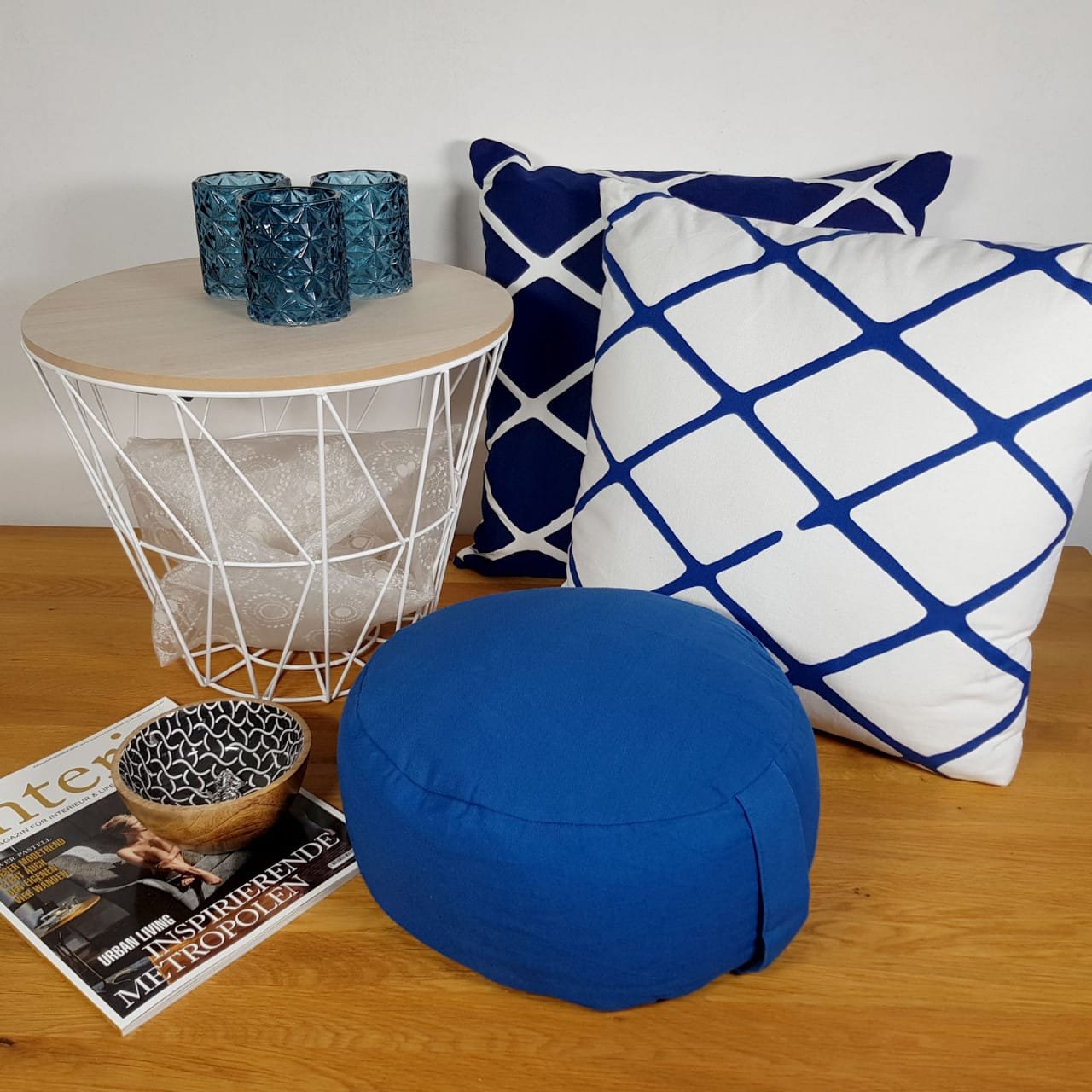 Yoga kuddar golv kudde lotus runt h 16 x Ø 31 cm tvättbart blå 5 Yoga kuddar golv kudde lotus runt h 16 x Ø 31 cm tvättbart blå - Bild 5