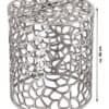 Rund sidobord i silver eller guld aluminium med koralldesign.