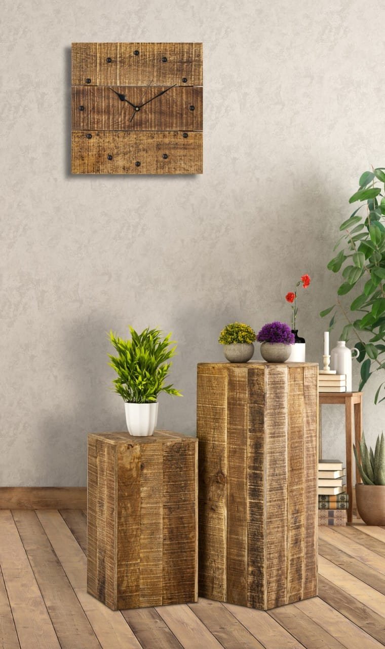 Blomsterpall 27x27 avföring trä växt stativ -sidobord fyrkant mango trä 3 Blomsterpall 27x27 avföring trä växt stativ -sidobord fyrkant mango trä - Bild 3