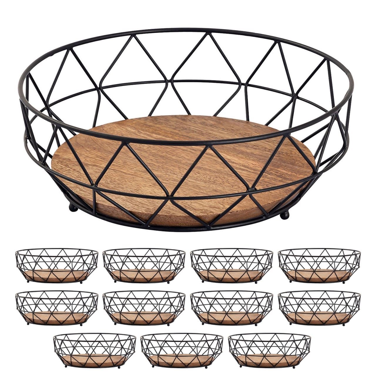 Fruktkorg 12-del metallbrödkorg runt neo metall svart 1 12-delad fruktkorg