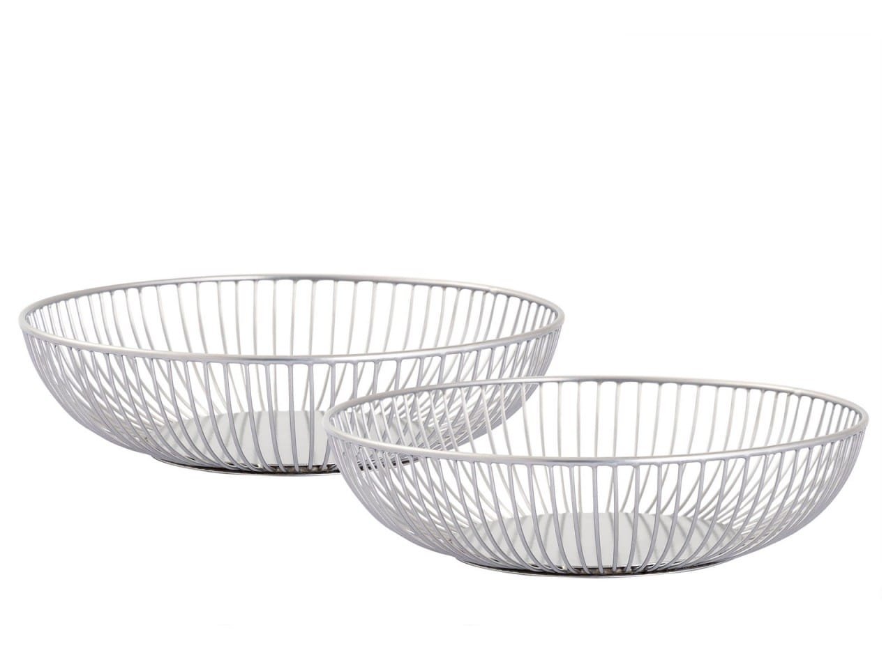Brödkorg Set 2 bitar runt Ø 28x7,5 cm Rom Metal silver fruktkorg 1 Brödkorg silver