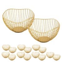 16-delad fruktskål metall Ø 25 h 14 cm Brödkorg Set