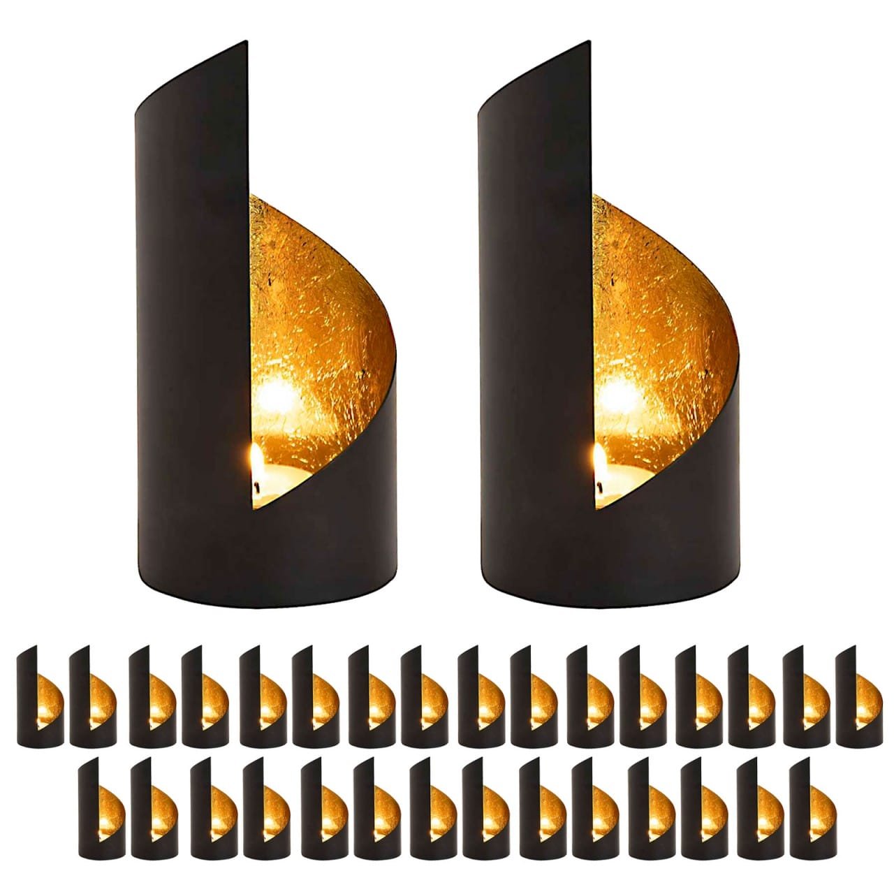 Ljushållare 32-delad set innehavare Kevin Cylindrical Black 1 Ljushållare set