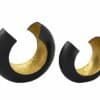 Svart och guld ljusstake set 2 omega förgyllt inuti.
