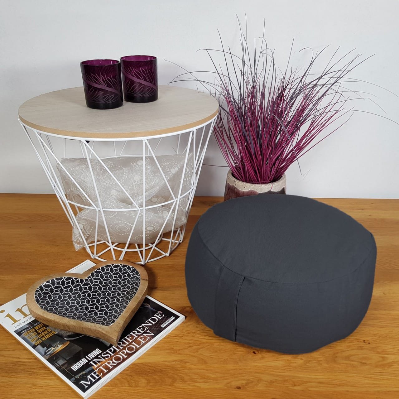 Yoga kuddar golv kudde lotus runt h 16 x Ø 31 cm tvättbart svart 5 Yoga kuddar golv kudde lotus runt h 16 x Ø 31 cm tvättbart svart - Bild 5