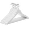 Vit trähängare för kläder, set av 10, enkel design.