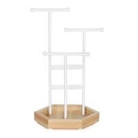 Jewelery Display Stand Holder, Metal Wood Smycken Trädhalsband, Armband, Örhängen, Tappar, Ringar, Presentflickor Kvinnor, White
