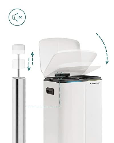 SONGMICS dubbel soptunna, 2 x 20 L kökskärl, dubbla fack metalltrappa, vit 6 SONGMICS dubbel soptunna, 2 x 20 L kökskärl, dubbla fack metalltrappa, vit - Bild 6