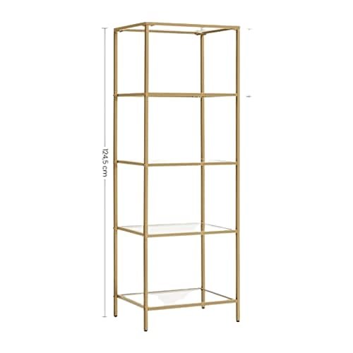 VASAGLE hylla, 5-vånings steghylla, smal glashylla, guldfärg 3 VASAGLE hylla, 5-vånings steghylla, smal glashylla, guldfärg - Bild 3