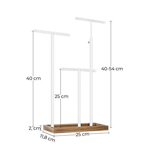 2-i-1 Smyckesuppskärmshållare, Smycken Rackträd, 3 T-form Metallstänger med Hål, Förvaringsbricka, Justerbar, Lång Halsbandsarmband Örhänge, Rustik Brun Och Vit 5 2-i-1 Smyckesuppskärmshållare, Smycken Rackträd, 3 T-form Metallstänger med Hål, Förvaringsbricka, Justerbar, Lång Halsbandsarmband Örhänge, Rustik Brun Och Vit - Bild 5