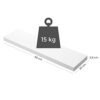 Vägghylla med viktkapacitet på 15 kg, mått 80x20x3.8 cm, vit MDF.