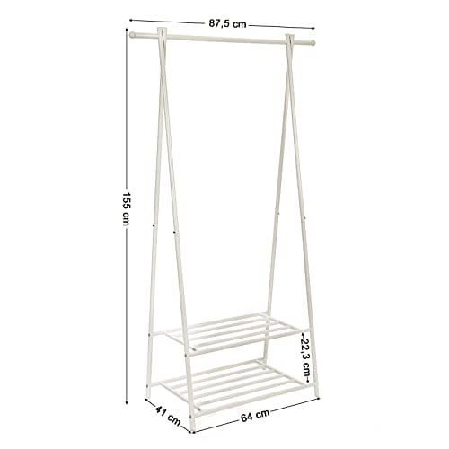 Songmics klädhängare med 2-ters förvaringshylla för skor och korgar, metallram, vit 3 Songmics klädhängare med 2-ters förvaringshylla för skor och korgar, metallram, vit - Bild 3