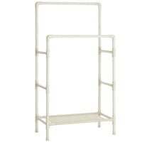 Metal Coat Rack med 2 Klädskenor Och 1 Hylla, Håller Upp Till 70 Kg, Lätt Att Montera, Vit