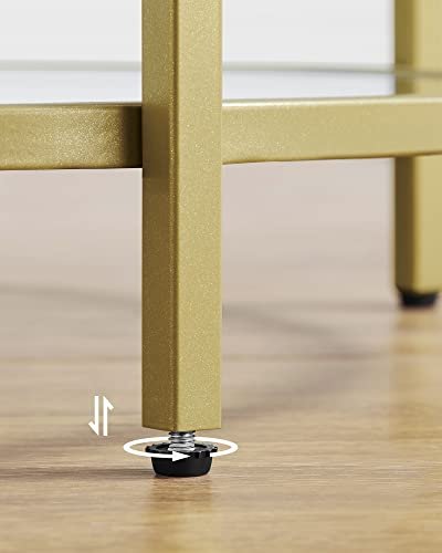 Vasagle rund sidobord, härdat glasändbord med gyllene metallram, litet soffbord, guld 7 Vasagle rund sidobord, härdat glasändbord med gyllene metallram, litet soffbord, guld - Bild 7