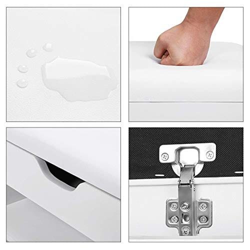 VASAGLE trä skobänk, Paaed förvaringssits, hallskåp med 2 hyllor, vit 6 VASAGLE trä skobänk, Paaed förvaringssits, hallskåp med 2 hyllor, vit - Bild 6