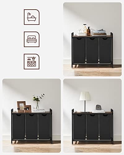 Vasagle tvättkorg, tvätthamper, tvättstersporter med 3 utdragbara svart 7 Vasagle tvättkorg, tvätthamper, tvättstersporter med 3 utdragbara svart - Bild 7