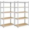 Stålhyllor för garage och verktyg, 600 kg lastkapacitet, 50x100x200 cm, silver.