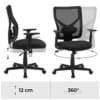 Ergonomisk svart mesh kontorsstol med svängfunktion och justerbar höjd.