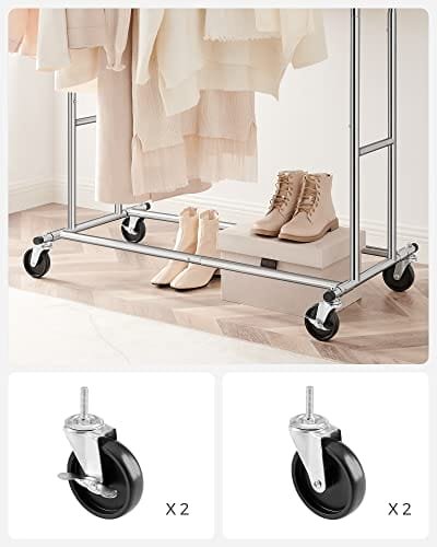 Heavy Duty Metal Coat Rack Stand 110 Kg Heavy Duty Clothing Rack på Hjul Längd 129-169 Cm Chrome 7 Heavy Duty Metal Coat Rack Stand 110 Kg Heavy Duty Clothing Rack på Hjul Längd 129-169 Cm Chrome - Bild 7