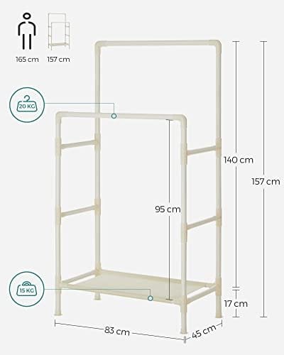 Metal Coat Rack med 2 Klädskenor Och 1 Hylla, Håller Upp Till 70 Kg, Lätt Att Montera, Vit 5 Metal Coat Rack med 2 Klädskenor Och 1 Hylla, Håller Upp Till 70 Kg, Lätt Att Montera, Vit - Bild 5