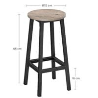 Uppsättning Av 2 Barstolar Kökstolar med Robust Stålram Höjd 65 Cm Rund Enkel Montering Industriell Stil Greige-svart 6 Uppsättning Av 2 Barstolar Kökstolar med Robust Stålram Höjd 65 Cm Rund Enkel Montering Industriell Stil Greige-svart - Bild 6