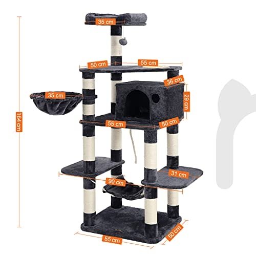 FEANDREA kattträd, Lektorn 164 cm, Smoky Grey 4 FEANDREA kattträd, Lektorn 164 cm, Smoky Grey - Bild 4