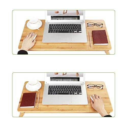 Songmics bambu bärbar dator skrivbord, vikbar sängbord, för vänsterhander, små 3 Songmics bambu bärbar dator skrivbord, vikbar sängbord, för vänsterhander, små - Bild 3