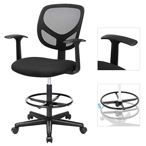 SONGMICS Kontorsstol Ergonomisk arbetspall med armstöd sits, svart 4 SONGMICS Kontorsstol Ergonomisk arbetspall med armstöd sits, svart - Bild 4