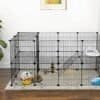 Svart metallhusdjurs playpen med 36 rutnätpaneler för smådjur.