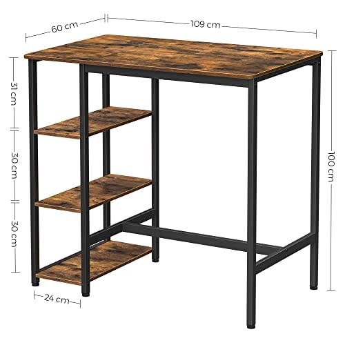 Vasagle bar bord, köksbord, matbord med 3 hyllor, 109 x 60 x 100 cm, rustik brun 2 Vasagle bar bord, köksbord, matbord med 3 hyllor, 109 x 60 x 100 cm, rustik brun - Bild 2