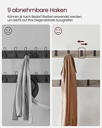 VASAGLE klädhängare, klädstativ med skoförvaringsbänk, 4-i-1-design, greige och svart 4 VASAGLE klädhängare, klädstativ med skoförvaringsbänk, 4-i-1-design, greige och svart - Bild 4