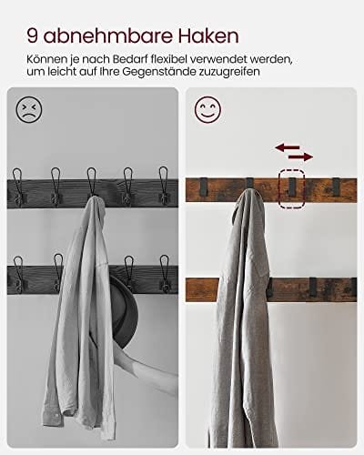 VASAGLE klädhängare, klädstativ med skoförvaringsbänk, 4-i-1-design, rustik brun och svart 5 VASAGLE klädhängare, klädstativ med skoförvaringsbänk, 4-i-1-design, rustik brun och svart - Bild 5