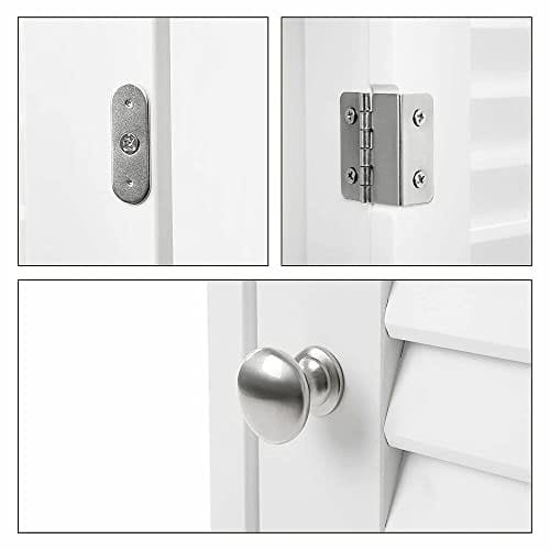 Vasagle, sängskåp, förvaring för badrum, trä med låda, lamellör, vit 3 Vasagle, sängskåp, förvaring för badrum, trä med låda, lamellör, vit - Bild 3